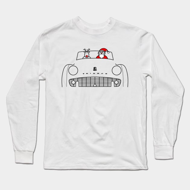 Triumph TR3 classic British sports car Christmas special edition Long Sleeve T-Shirt by soitwouldseem